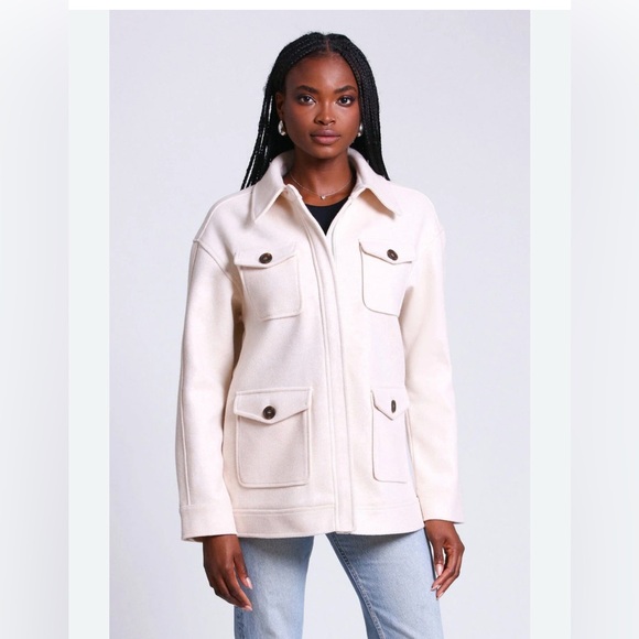 bagatelle Jackets & Blazers - Bagatelle Collection Beige Fleece Utility Barn Jacket Minimalist Capsule‎ Large